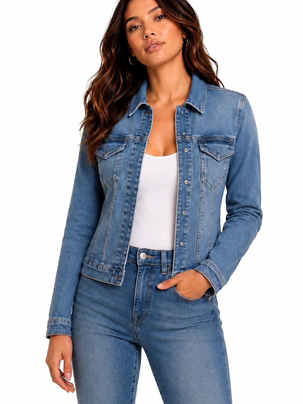 NWT Good American AF‎ Fitted Stretch Denim Jacket Blue691 Size Medium